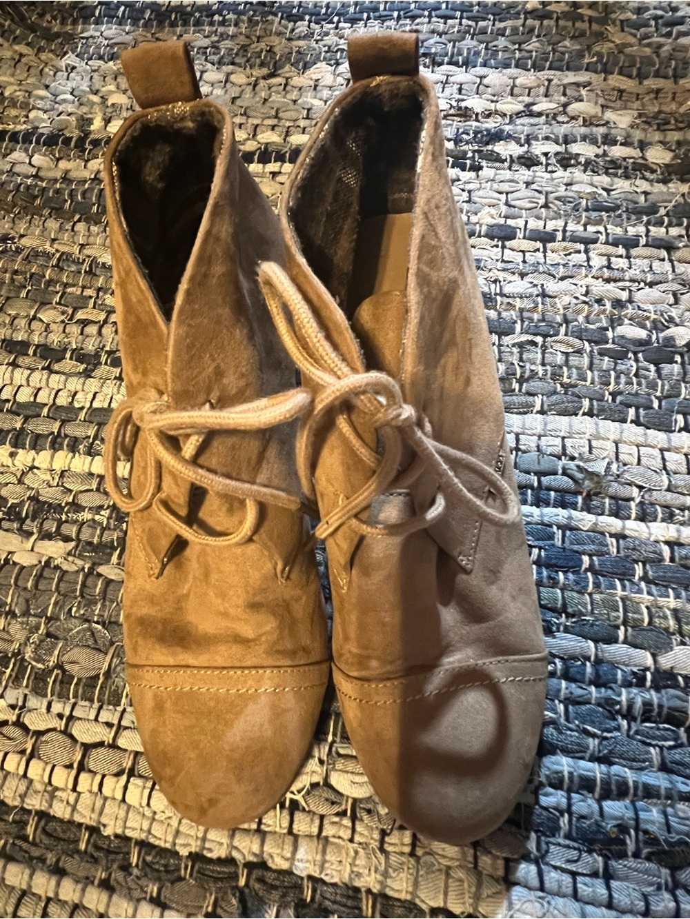 BONGO Tan Suede Lace-Up Ankle Booties